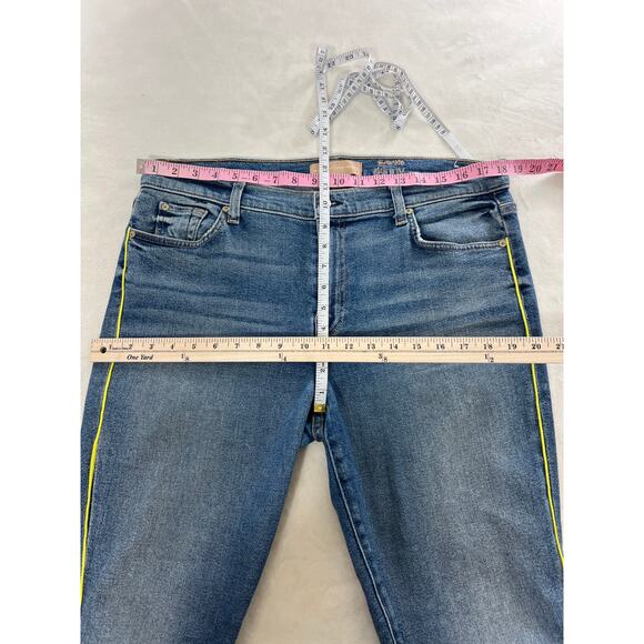 7FAMK Luxe Vintage Ankle Skinny Jeans Light Medium Wash Plus 33 Capsule Easy - Picture 7 of 8